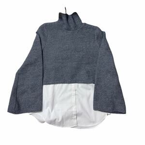 Love mixed-media faux layered tunic sweater high neck mock neck Size S/M